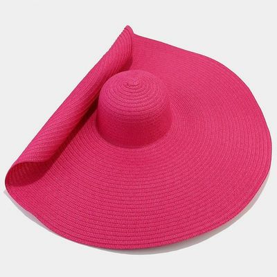 Impressão de tela de seda Chapéu de palha dobrável para mulheres para verão casual Praia de sol