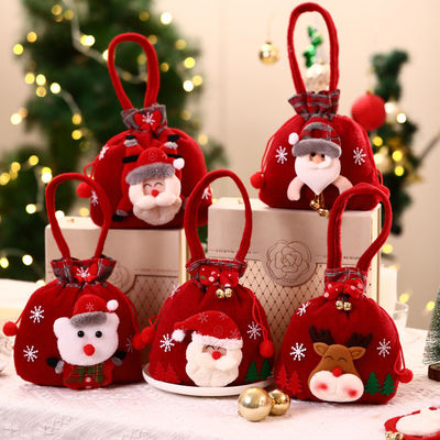 Saco de boneca de boneco 3D com alce do Pai Natal OEM/ODM Acceptável Saco de doces de Natal
