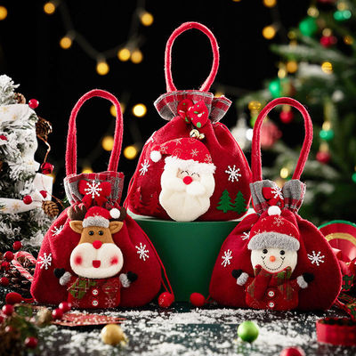 Saco de boneca de boneco 3D com alce do Pai Natal OEM/ODM Acceptável Saco de doces de Natal