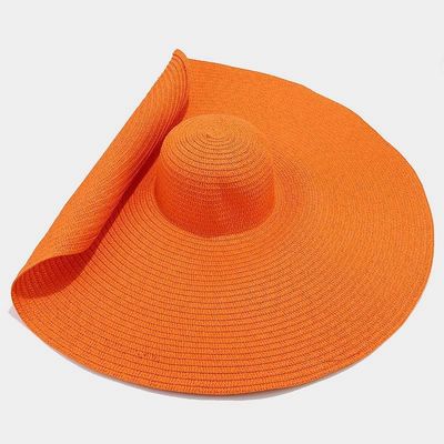 Impressão de tela de seda Chapéu de palha dobrável para mulheres para verão casual Praia de sol