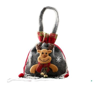 Saco de boneca de boneco 3D com alce do Pai Natal OEM/ODM Acceptável Saco de doces de Natal