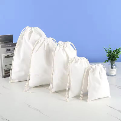 Algodão Orgânico Muselina Duplo Shopping Canvas Drawstring Saco de poeira Saco para saco de sapatos Custom Logotipo