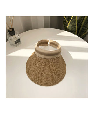 Chapéu de visor de lazer Sun Beach em design de palha tecida coreana para atividades ao ar livre de verão