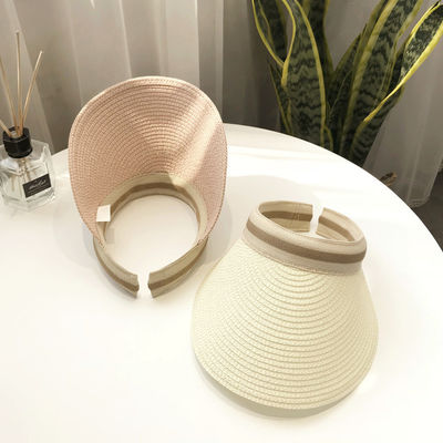 Chapéu de visor de lazer Sun Beach em design de palha tecida coreana para atividades ao ar livre de verão