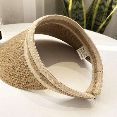 Chapéu de visor de lazer Sun Beach em design de palha tecida coreana para atividades ao ar livre de verão