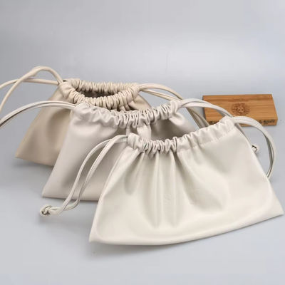 Cores personalizadas Luxury Lady PU Leather Drawstring Bolsa Cosmética com Logotipo Personalizado