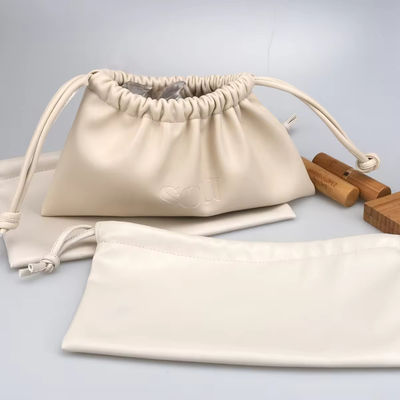 Cores personalizadas Luxury Lady PU Leather Drawstring Bolsa Cosmética com Logotipo Personalizado