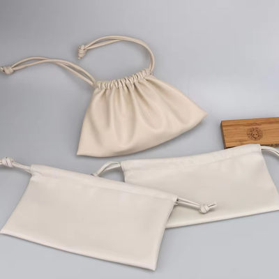 Cores personalizadas Luxury Lady PU Leather Drawstring Bolsa Cosmética com Logotipo Personalizado