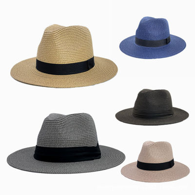 Chapéu de praia de proteção solar Panamá Material de palha Tamanho adulto 56-58cm Ideal para homens e mulheres