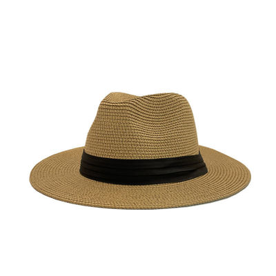 Chapéu de praia de proteção solar Panamá Material de palha Tamanho adulto 56-58cm Ideal para homens e mulheres