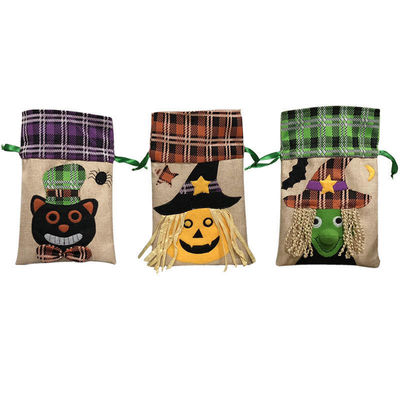 Bolsa de doces de Halloween de cor personalizada com cordel não tecido Bolsa de presente criativa
