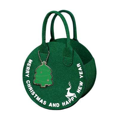 Saco de feltro de Natal de moda Saco de compras do Pai Natal vermelho com design de saco de presente redondo