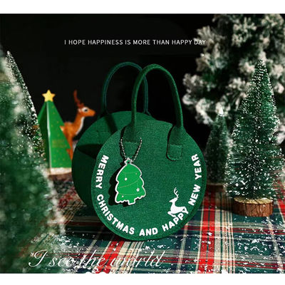 Saco de feltro de Natal de moda Saco de compras do Pai Natal vermelho com design de saco de presente redondo