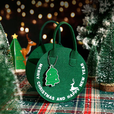 Saco de feltro de Natal de moda Saco de compras do Pai Natal vermelho com design de saco de presente redondo