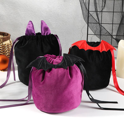 OEM/ODM Aceitável Halloween Bat Bag com Decoração String Bag e Orange Candy Gift