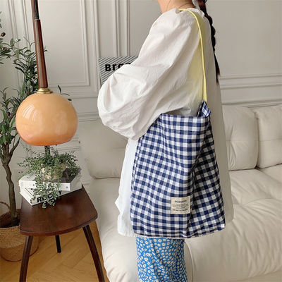 Bolsa de Mulheres de Monograma de Coloração Personalizada Bolsa de Ombros de Grande Capacidade Bolsa Gingham Tote