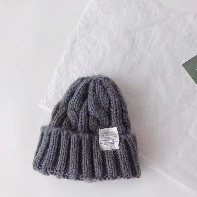 Logotipo personalizado Chapéu de tricô japonês de cor sólida para estudantes de outono e inverno