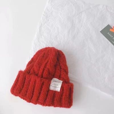 Logotipo personalizado Chapéu de tricô japonês de cor sólida para estudantes de outono e inverno