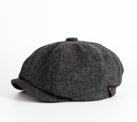 Chapéu de Primavera e Outono para Homens Boina de Lana Tinta Com Design Octagonal Retro Inglaterra