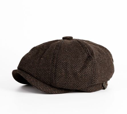Chapéu de Primavera e Outono para Homens Boina de Lana Tinta Com Design Octagonal Retro Inglaterra