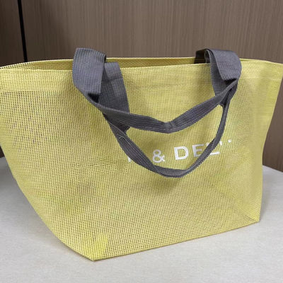 Bolsas de malha de logotipo personalizado de malha de fio de nylon reutilizável Bolsa de compras Tote Bolsa de malha de praia