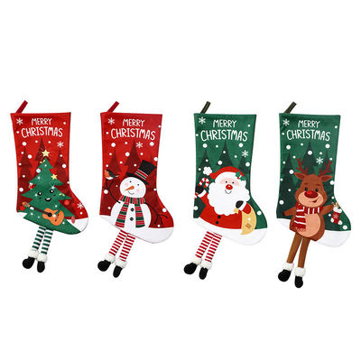 Tipo de fechamento aberto Decoração de meias de Natal Saco de presente de boneco de neve para pendente de lareira