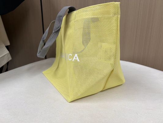 Bolsas de malha de logotipo personalizado de malha de fio de nylon reutilizável Bolsa de compras Tote Bolsa de malha de praia