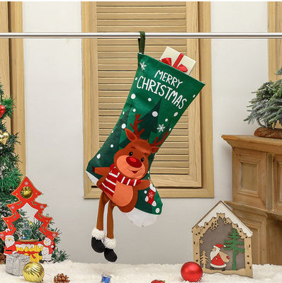 Tipo de fechamento aberto Decoração de meias de Natal Saco de presente de boneco de neve para pendente de lareira