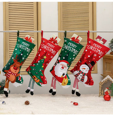 Tipo de fechamento aberto Decoração de meias de Natal Saco de presente de boneco de neve para pendente de lareira