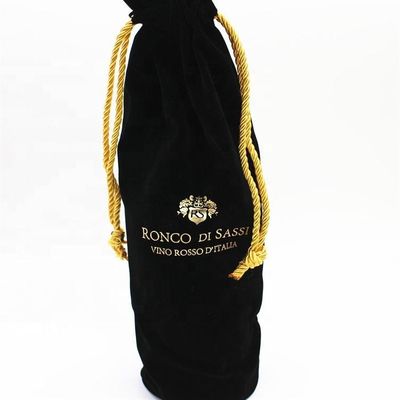 Capa de garrafa de vinho de veludo de todas as estações com corda de tração e embalagem de vinho logotipo