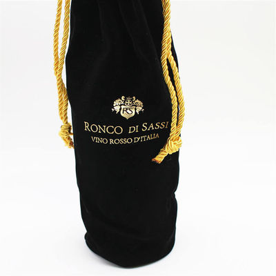 Capa de garrafa de vinho de veludo de todas as estações com corda de tração e embalagem de vinho logotipo