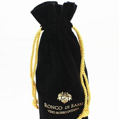 Capa de garrafa de vinho de veludo de todas as estações com corda de tração e embalagem de vinho logotipo
