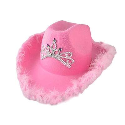 Chapéu de cowboy ocidental rosa com coroa rosa claro e logotipo personalizável