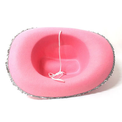 Chapéu de cowboy ocidental rosa com coroa rosa claro e logotipo personalizável