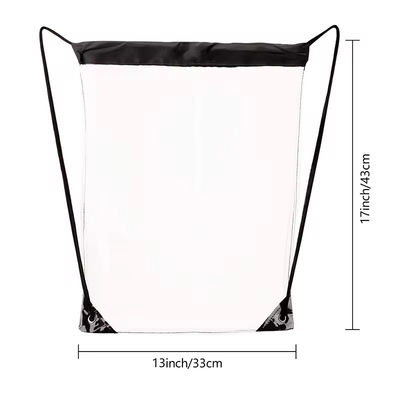 Comércio PVC impermeável Mochila transparente Mochila de cordas com desenho impresso personalizado
