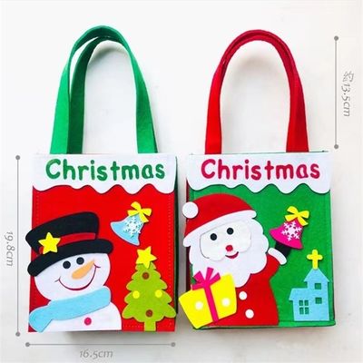 Saco de Natal personalizado de cores com Papai Noel de feltro feito à mão