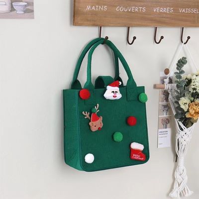 Saco de feltro vermelho colorido Logotipo personalizado Saco de presente de Natal aceito para Ins Style
