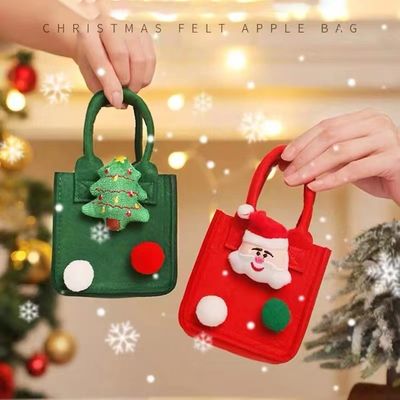 Saco de feltro vermelho colorido Logotipo personalizado Saco de presente de Natal aceito para Ins Style