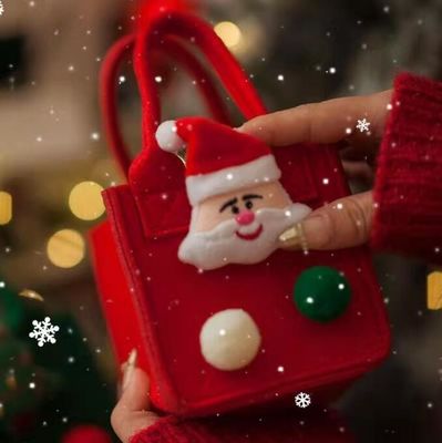 Saco de feltro vermelho colorido Logotipo personalizado Saco de presente de Natal aceito para Ins Style