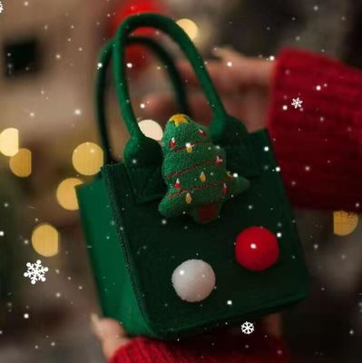Saco de feltro vermelho colorido Logotipo personalizado Saco de presente de Natal aceito para Ins Style