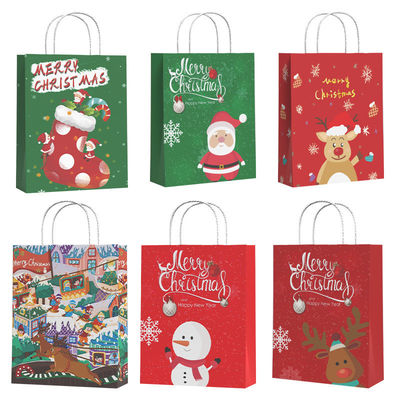 Logotipo personalizado aceito FSC Certificado Saco de papel Kraft para compras de Natal sustentáveis