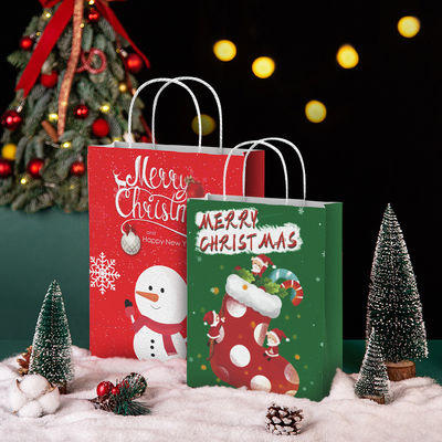 Logotipo personalizado aceito FSC Certificado Saco de papel Kraft para compras de Natal sustentáveis