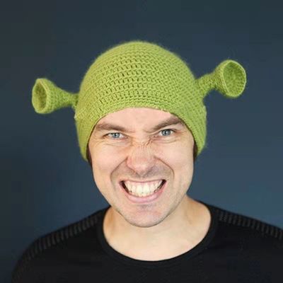 Chapéu adulto unisex festa Balaclava Monstro Shrek Lana Inverno Tricoteado Verde Engraçado Beanie Skullies Chapéu para artesanal