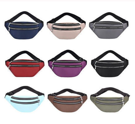 Saco de cintura de nylon feminino impermeável corpo cruzado Fanny cintura com material