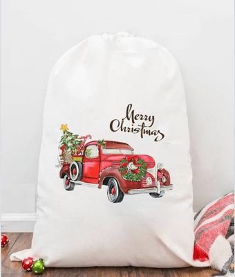 Bolsa de cordas de Natal de sublimação de cores personalizadas para embrulho de presentes personalizados