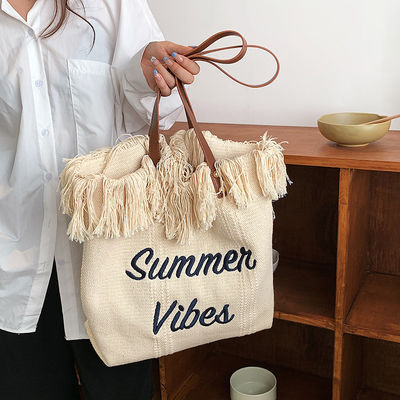 Bolsa de canvas com padrão de avestruz Ideal para passeios de verão e compras