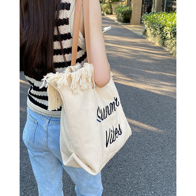 Bolsa de canvas com padrão de avestruz Ideal para passeios de verão e compras