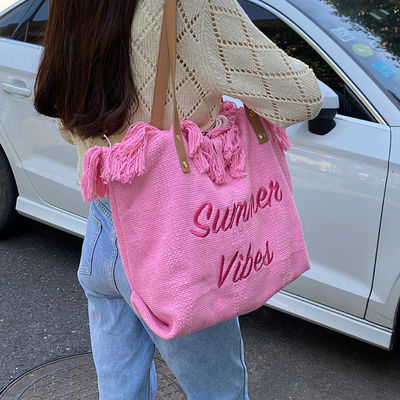 Bolsa de canvas com padrão de avestruz Ideal para passeios de verão e compras