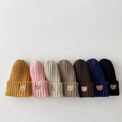 Outono Inverno Crianças Chapéus de malha de cor sólida para crianças meninas meninos 10x9.5cm bonés