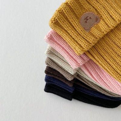 Outono Inverno Crianças Chapéus de malha de cor sólida para crianças meninas meninos 10x9.5cm bonés